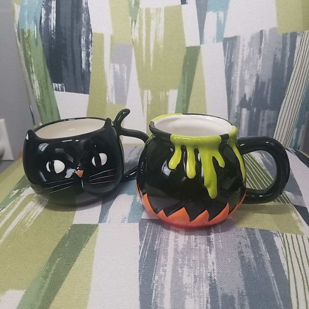 Whimsical Hyde And Eek Figural Witch Pot OR Black Cat Mug Halloween Holiday Vibe